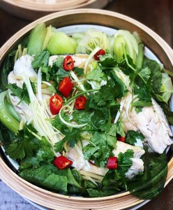 steamed sea bass